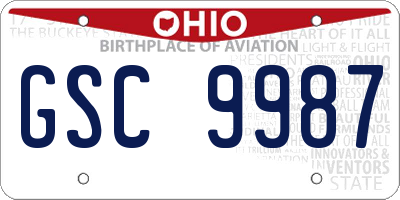 OH license plate GSC9987