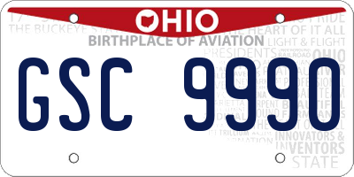 OH license plate GSC9990