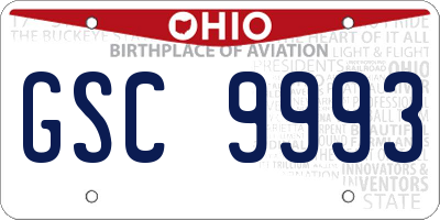 OH license plate GSC9993