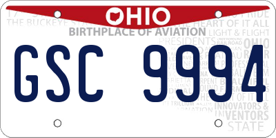 OH license plate GSC9994