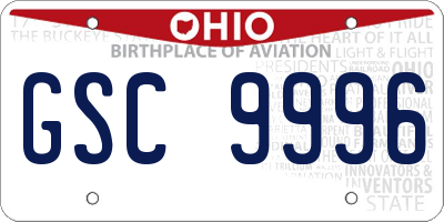 OH license plate GSC9996