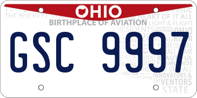 OH license plate GSC9997