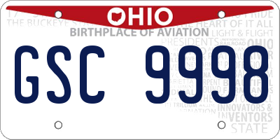 OH license plate GSC9998