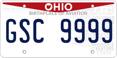 OH license plate GSC9999