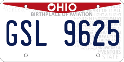 OH license plate GSL9625