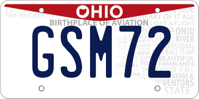 OH license plate GSM72