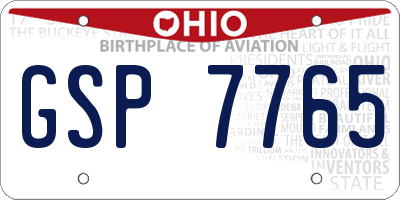 OH license plate GSP7765