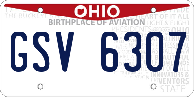 OH license plate GSV6307