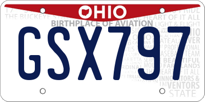 OH license plate GSX797