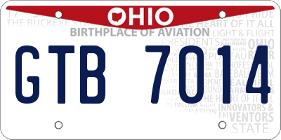 OH license plate GTB7014