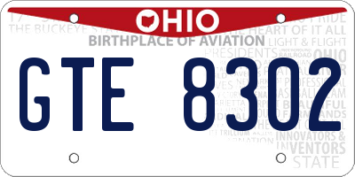 OH license plate GTE8302