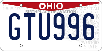 OH license plate GTU996