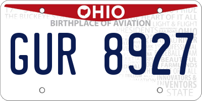 OH license plate GUR8927