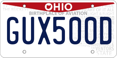 OH license plate GUX500D