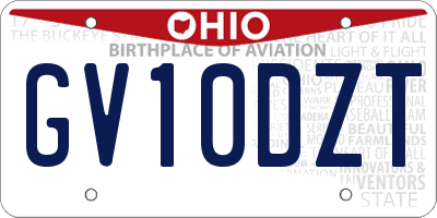 OH license plate GV10DZT