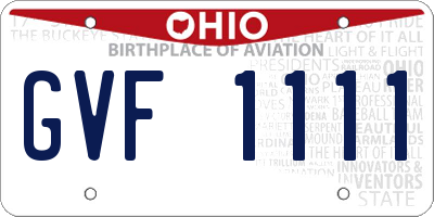 OH license plate GVF1111