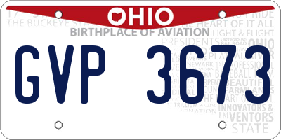 OH license plate GVP3673