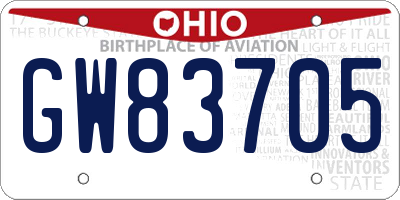 OH license plate GW83705