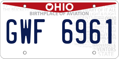 OH license plate GWF6961