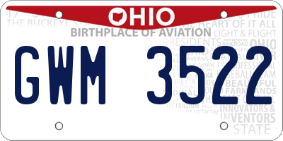 OH license plate GWM3522