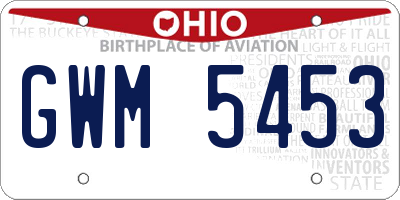 OH license plate GWM5453