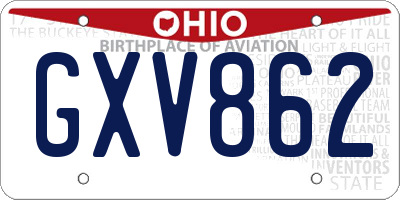 OH license plate GXV862