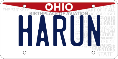 OH license plate HARUN