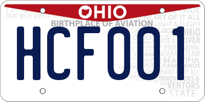 OH license plate HCF001