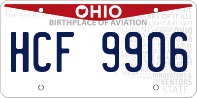 OH license plate HCF9906