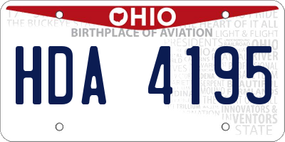 OH license plate HDA4195