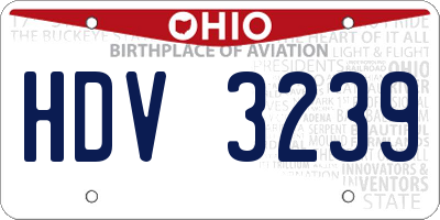 OH license plate HDV3239