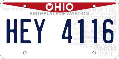 OH license plate HEY4116