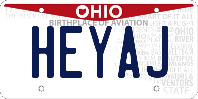 OH license plate HEYAJ