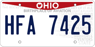 OH license plate HFA7425