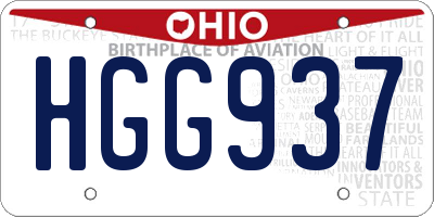 OH license plate HGG937