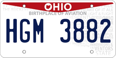 OH license plate HGM3882