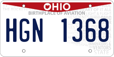 OH license plate HGN1368