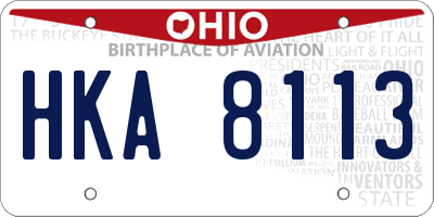 OH license plate HKA8113