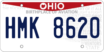 OH license plate HMK8620