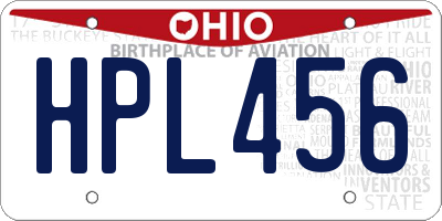 OH license plate HPL456