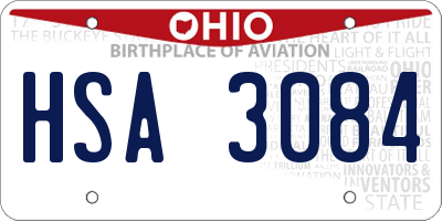 OH license plate HSA3084