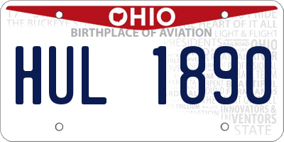 OH license plate HUL1890