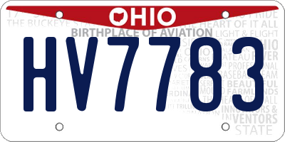 OH license plate HV7783