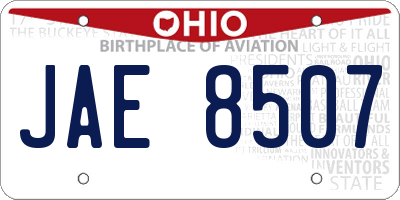 OH license plate JAE8507