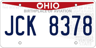 OH license plate JCK8378