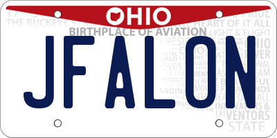 OH license plate JFALON