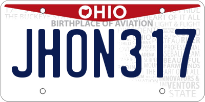 OH license plate JHON317