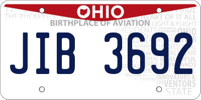 OH license plate JIB3692