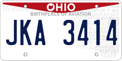 OH license plate JKA3414