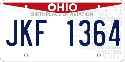 OH license plate JKF1364